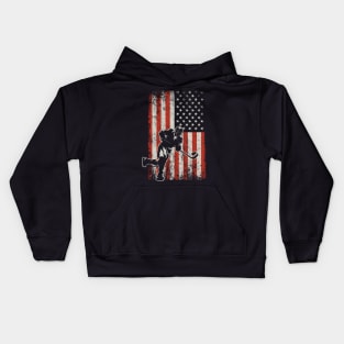 USA Flag Hockey Player Kids Hoodie